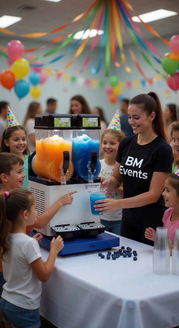 Double bowl slush frozen drinks for party catering, slushie machine rental in Dubai and Abu Dhabi, 