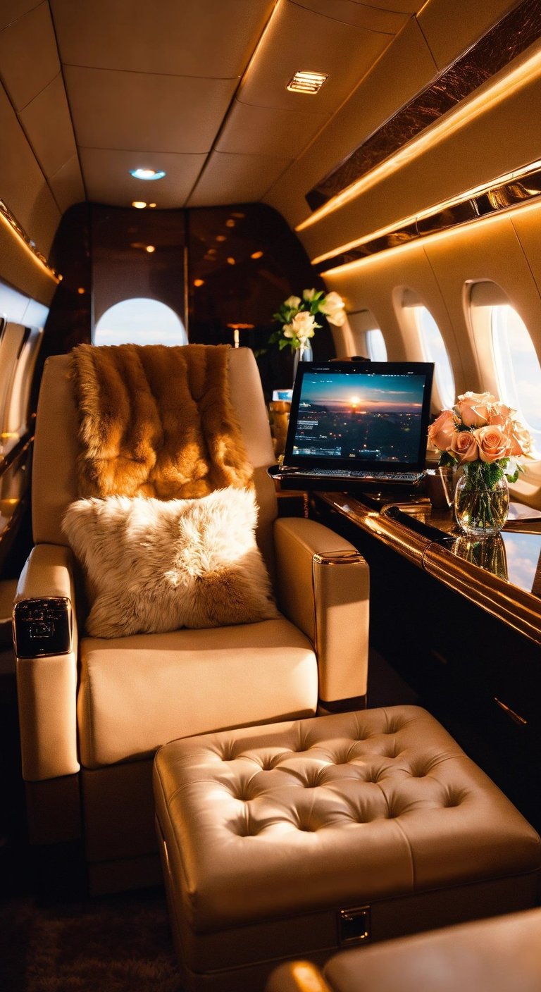 a large airplane with a laptop and a laptop