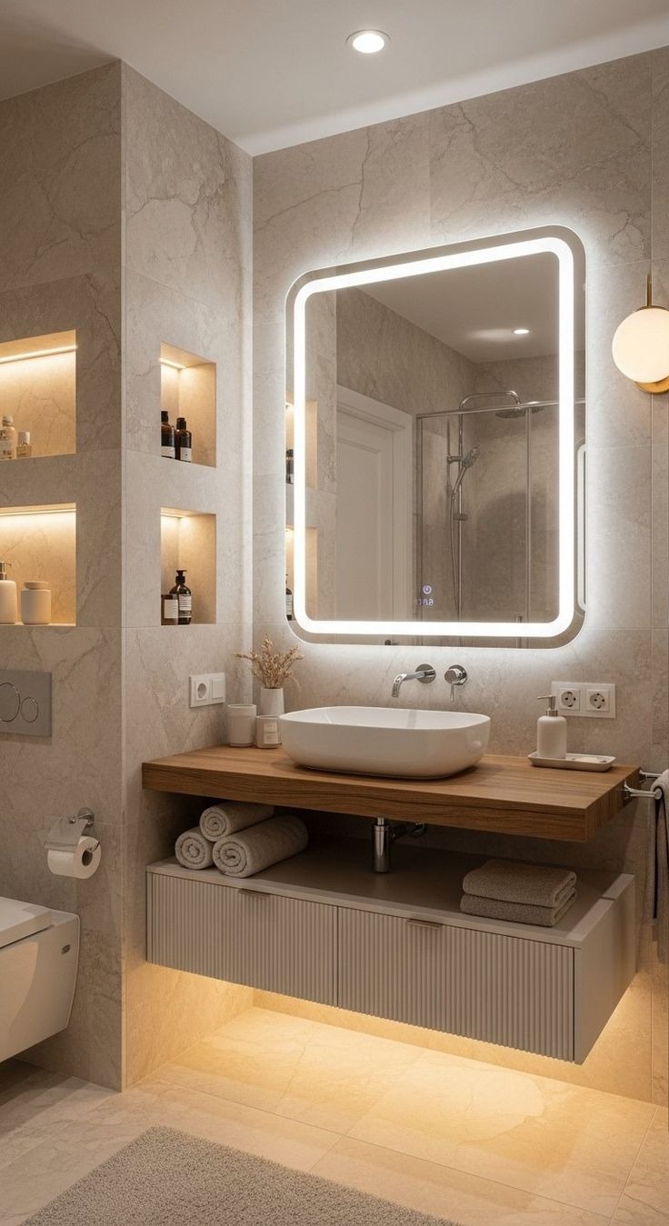 modern banyo tasarımı sonrası iç mekân görünümü