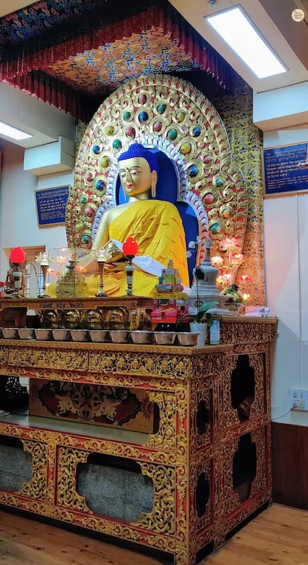 Golden Buddha statue at Dalai Lama Temple, McLeod Ganj, Dharamshala