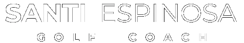 logo de santi espinosa golf coach en blanco