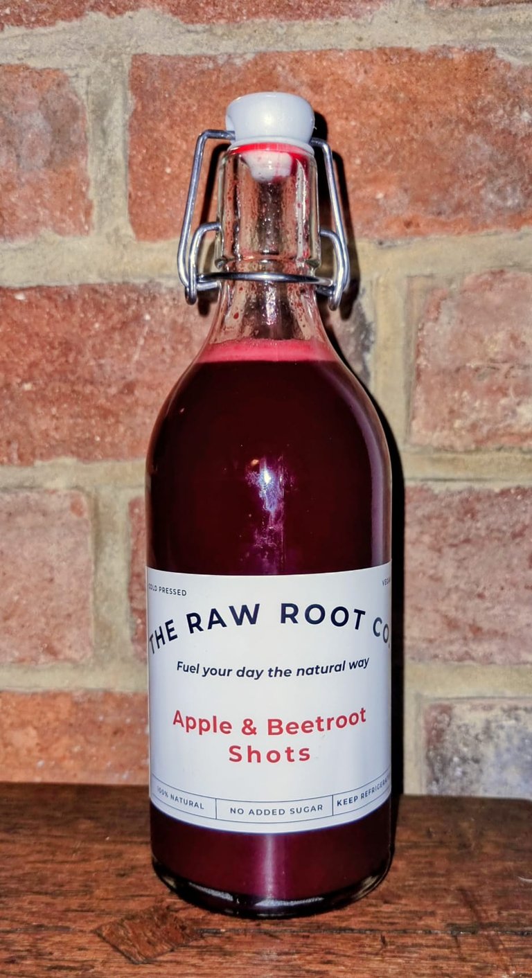 Apple & Beetroot healthy shot from The Raw Root Co. Raw natural ingredients and no artificial flavourings or preservatives