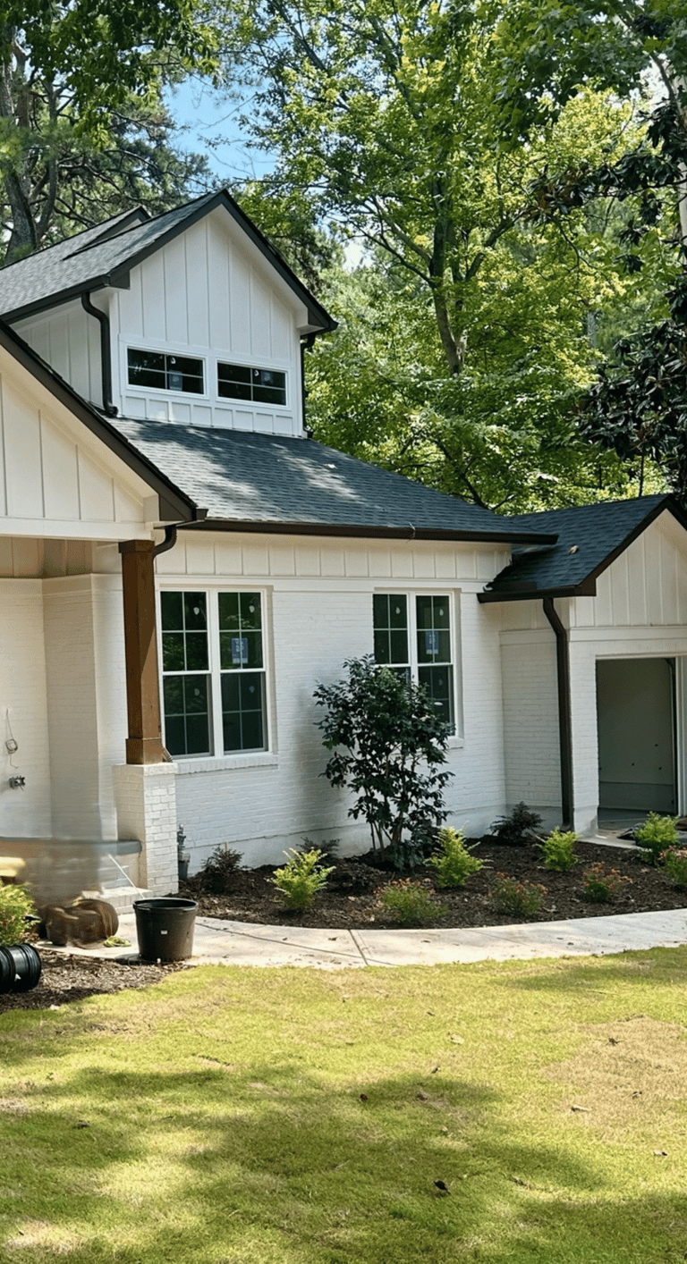 House with gutter guards installed to prevent debris buildup