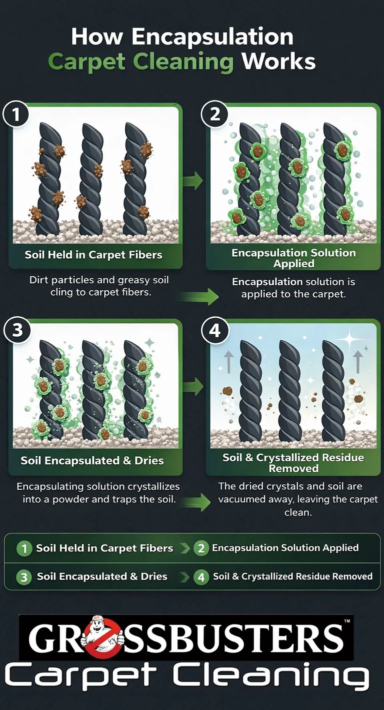 Grossbusters encapsulation carpet cleaning infographic