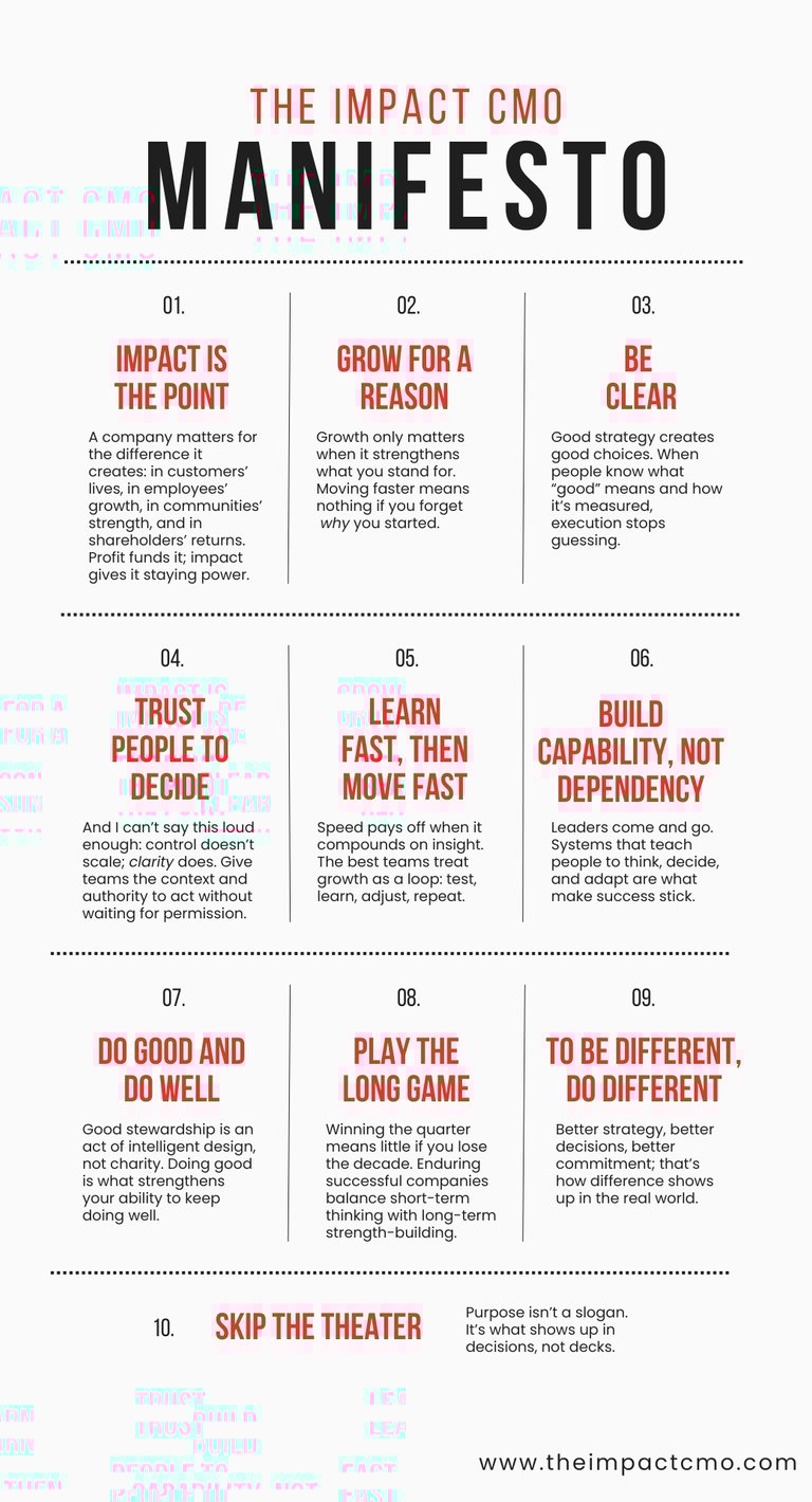 a poster with the words manifesto and impact