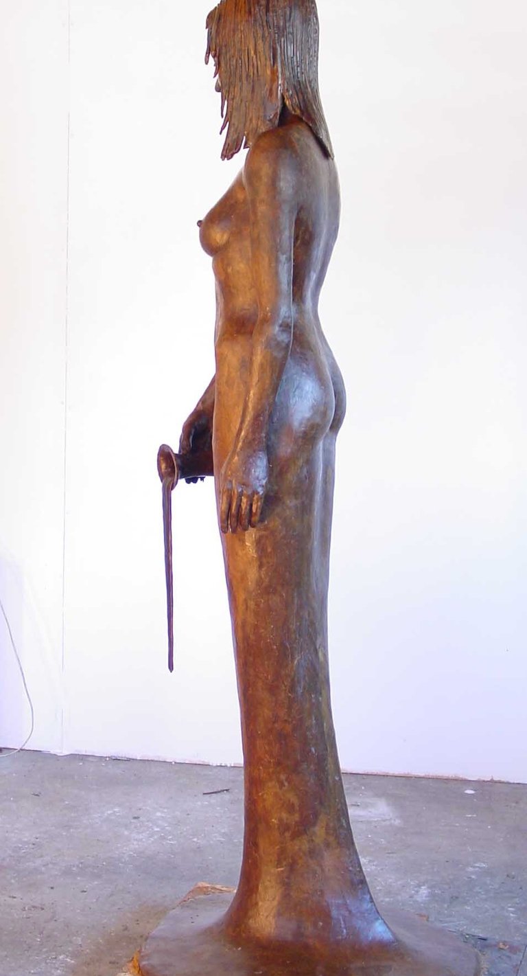 completed wax model of sculpture side view