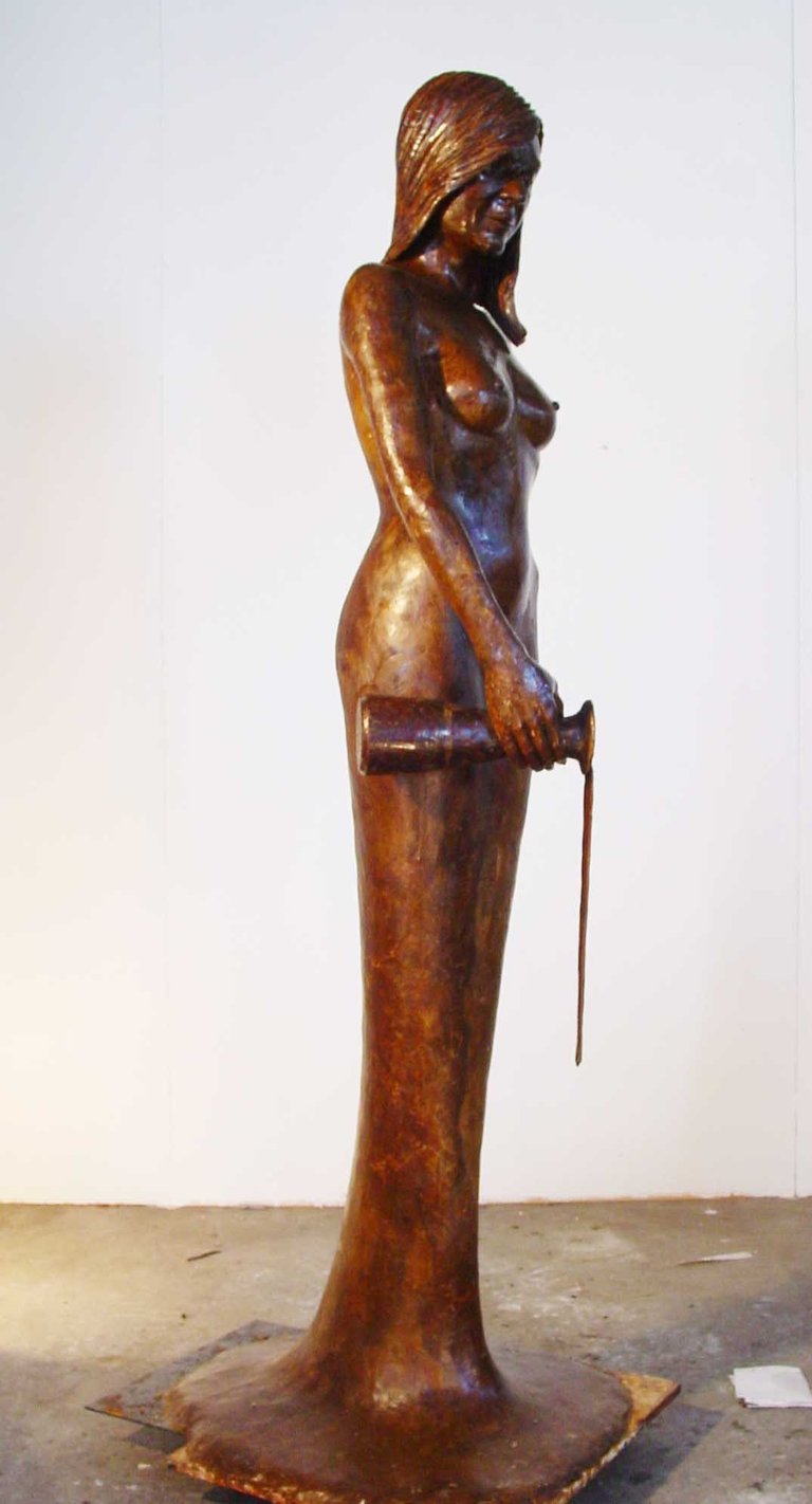 completed wax model of sculpture front view