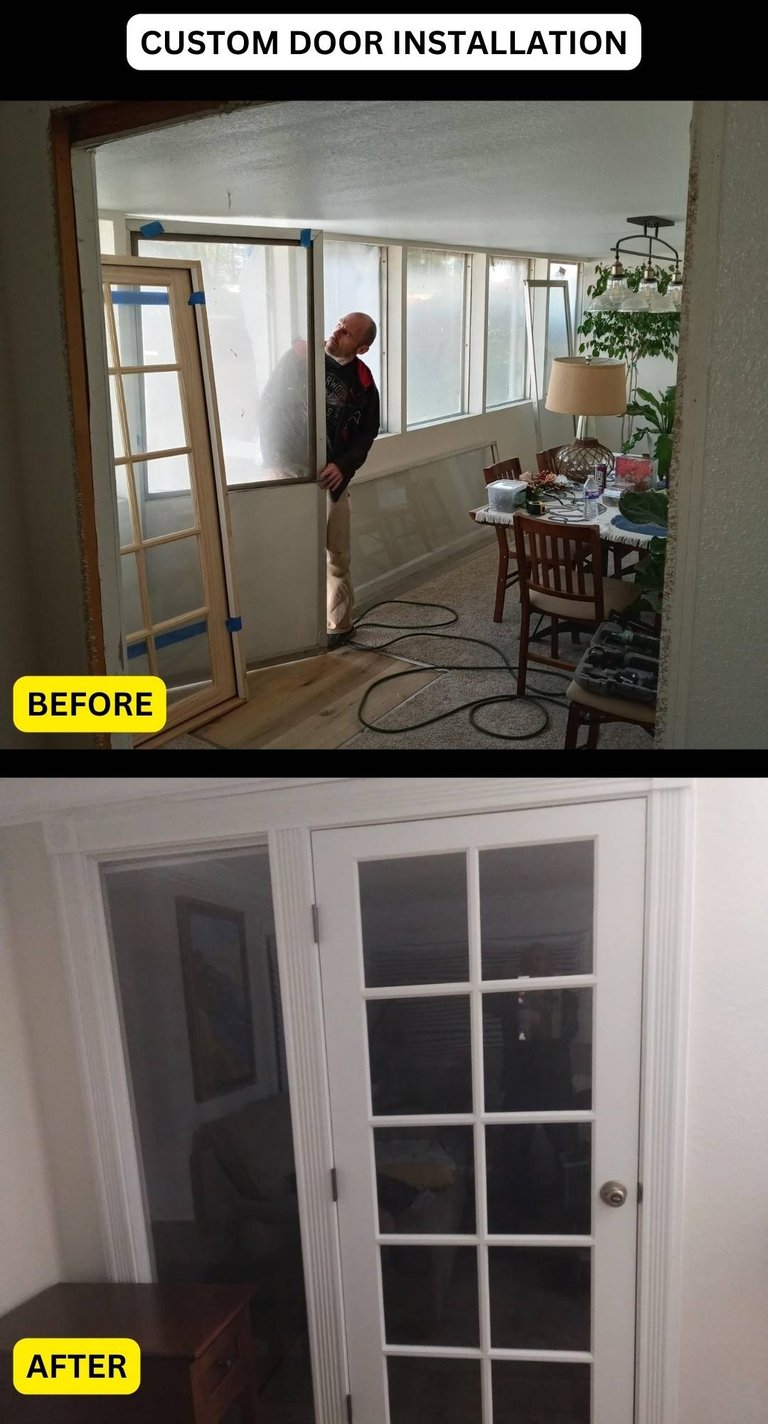 Custom door installation in house in Fresno, CA