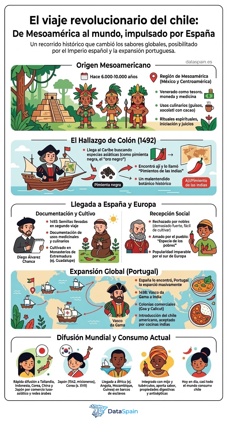 Infografía de la revolución del Chile: Cómo España cambió el sabor del mundo para siempre
