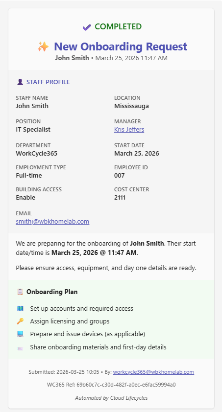 New Hire Onboarding Request