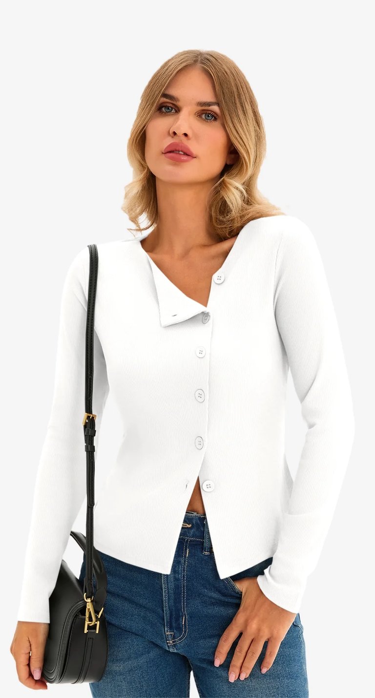 women's white long sleeve top