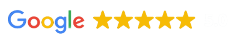 Google graphic displaying 5 full stars, representing Gili Scuba Diving's outstanding reviews and high customer satisfaction i