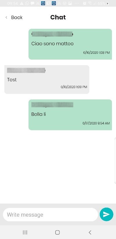 a text message message from a woman about her chat