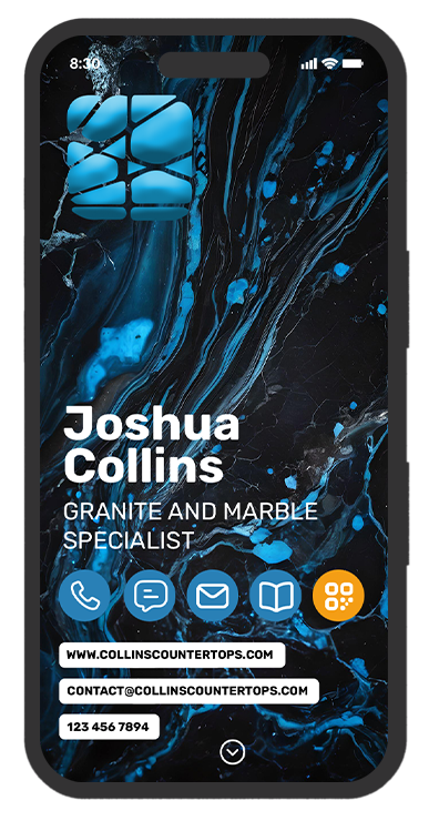 crafted in stone: a digital business card design for marble and granite specialists