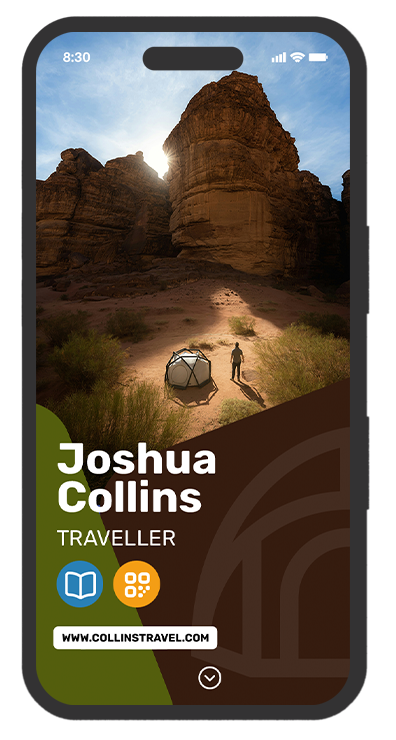 explore the world: a digital business card design for travelers and adventurers