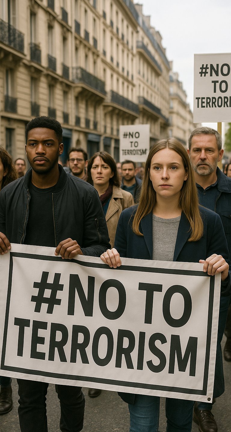 Marche contre le terrorisme pour la journée mondiale de lutte contre le terrorisme.