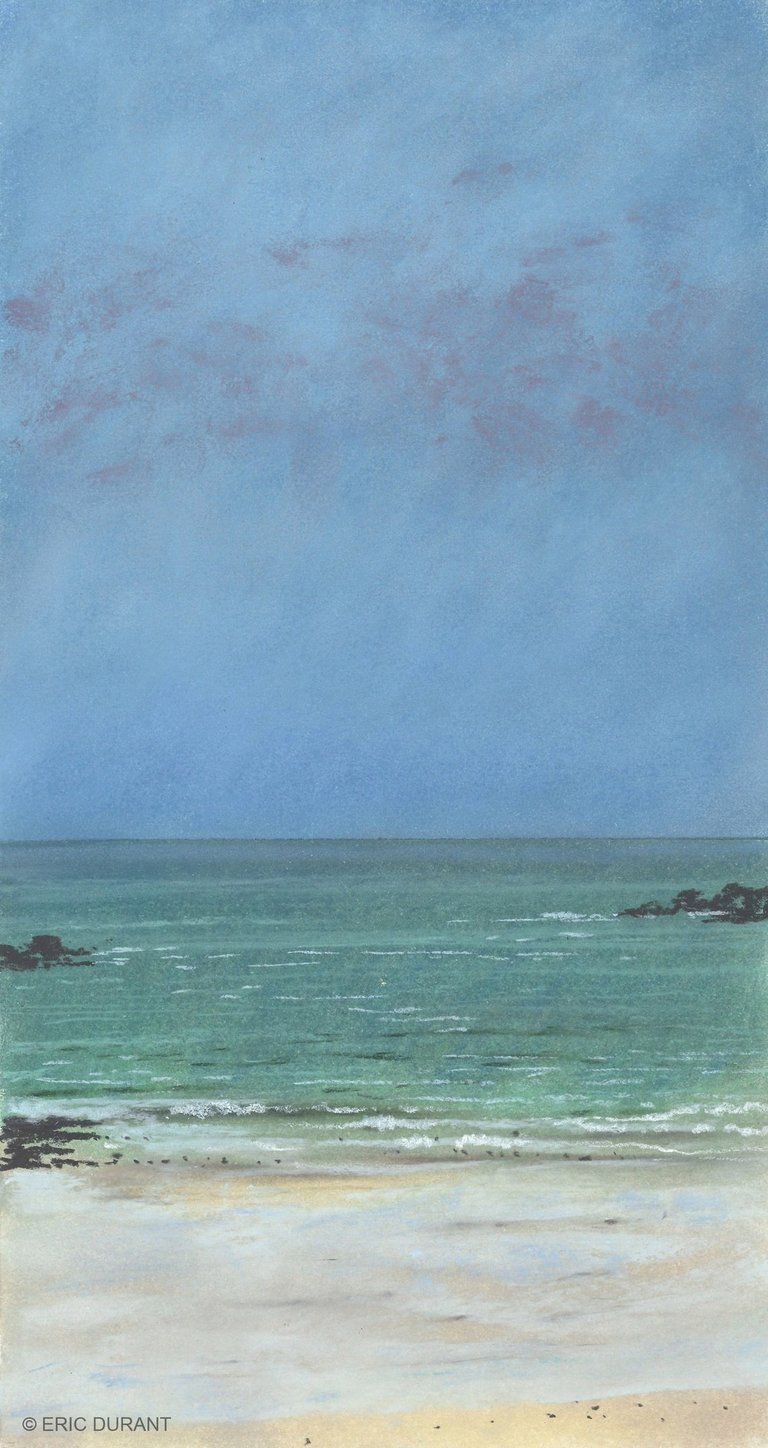 Pastel sec sur papier 20 × 37 cm - Plage du Sillon - © Eric Durant