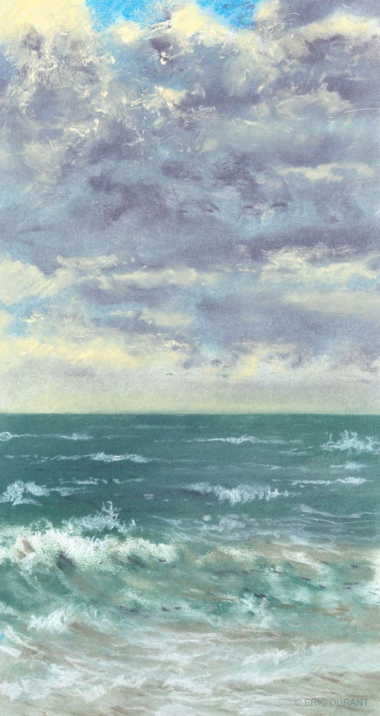 Pastel sec sur papier 20 × 37 cm - Plage du Sillon - © Eric Durant
