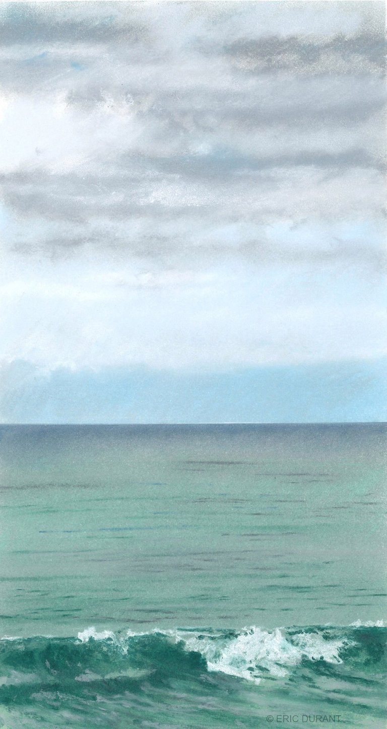 Pastel sec sur papier 20 × 37 cm - Plage du Sillon - © Eric Durant