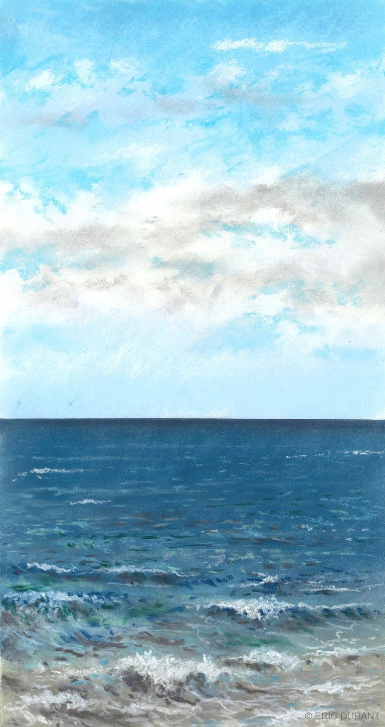 Pastel sec sur papier 20 × 37 cm - Plage du Sillon - © Eric Durant