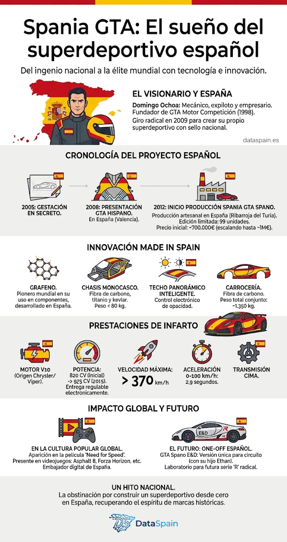 Infografía de Spania GTA Spano: El Superdeportivo de grafeno fabricado en España