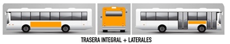 Publicidad en Autobuses Málaga rotulación Trasera Integral más laterales