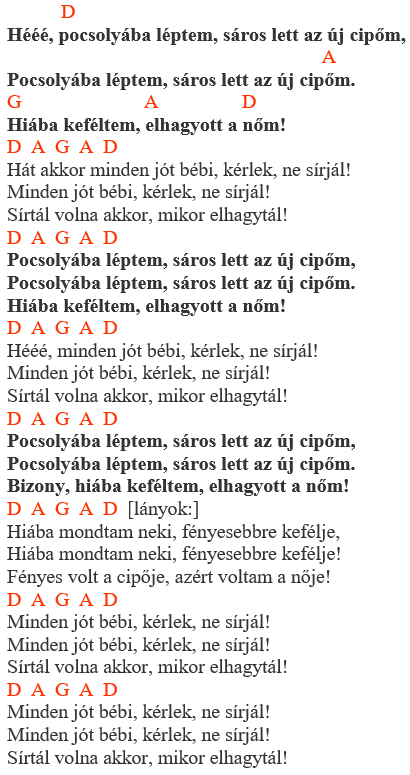 Takáts Tamás - Pocsolyába Léptem / akkordok és zeneszöveg