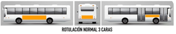 Rotulación normal 3 caras en autobús de Valencia
