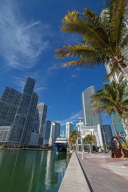 miami bayside seawall with downtown high rises