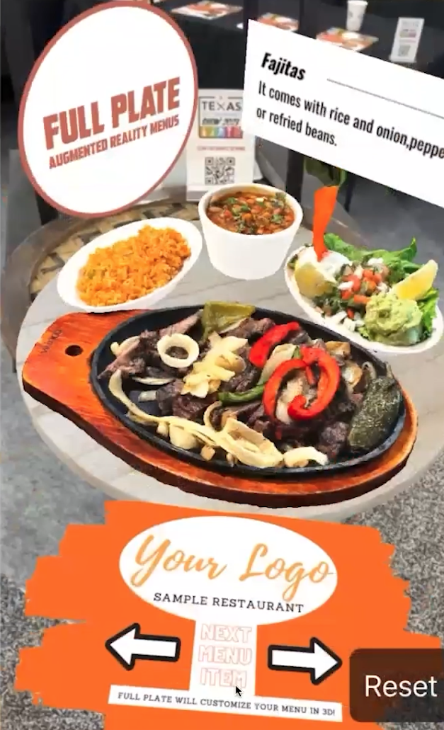 3D Augmented Reality Menu Interface