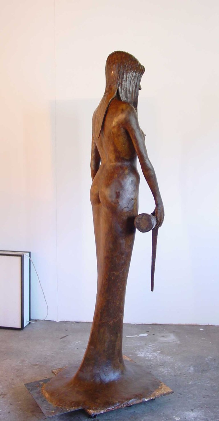 completed wax model of sculpture rear view