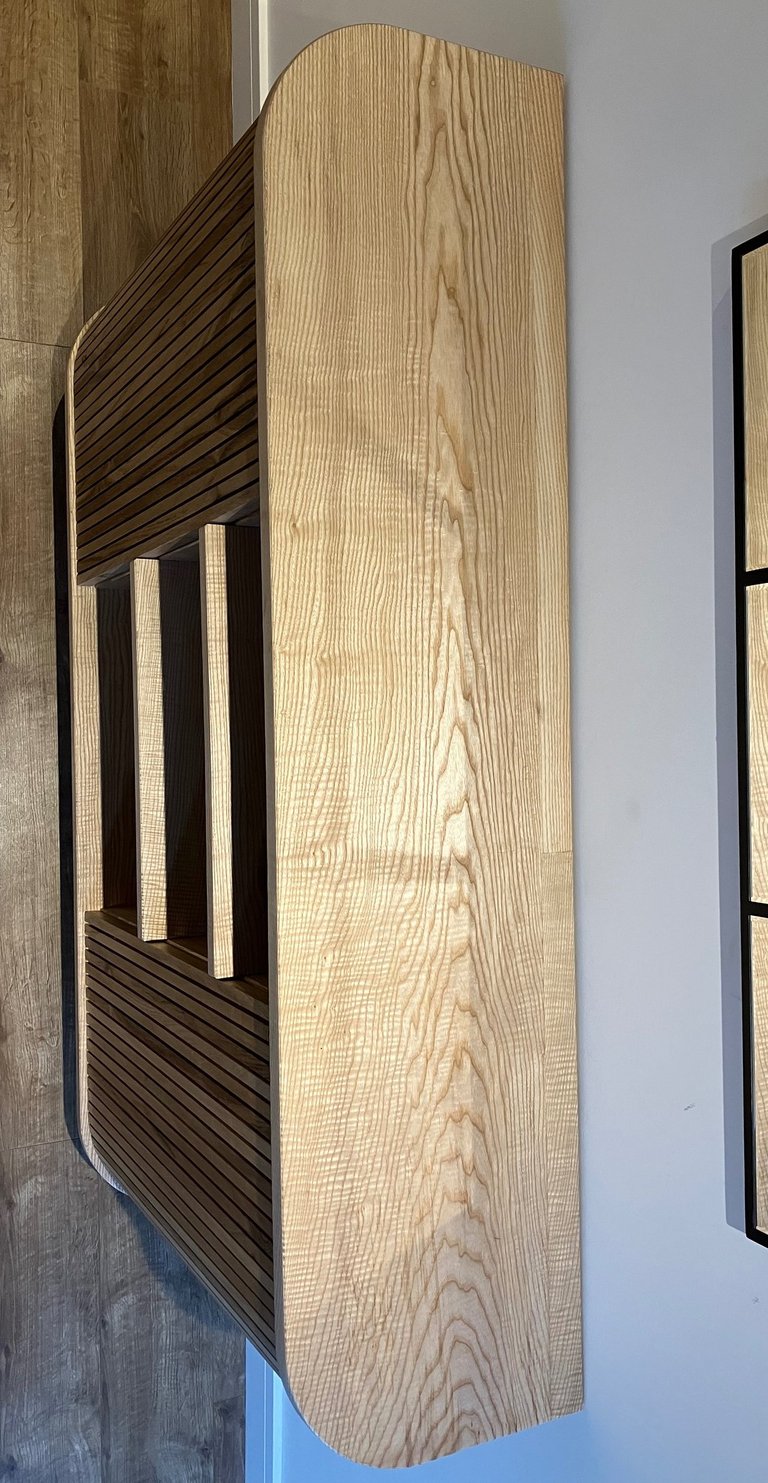 Oak and ash sideboard bookcase curved doors oak strips furniture