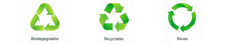 a group of three different types of recycling