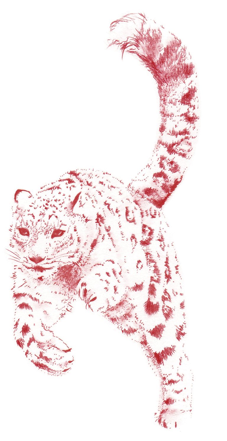 Illustrations de léopard rouge dessiné en "DOT"