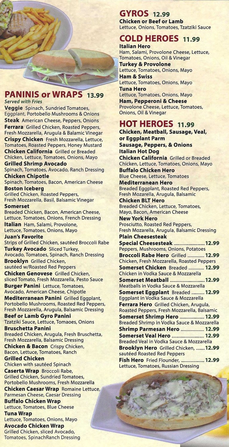 Somerset Pizza Italian food restaurant BYOB