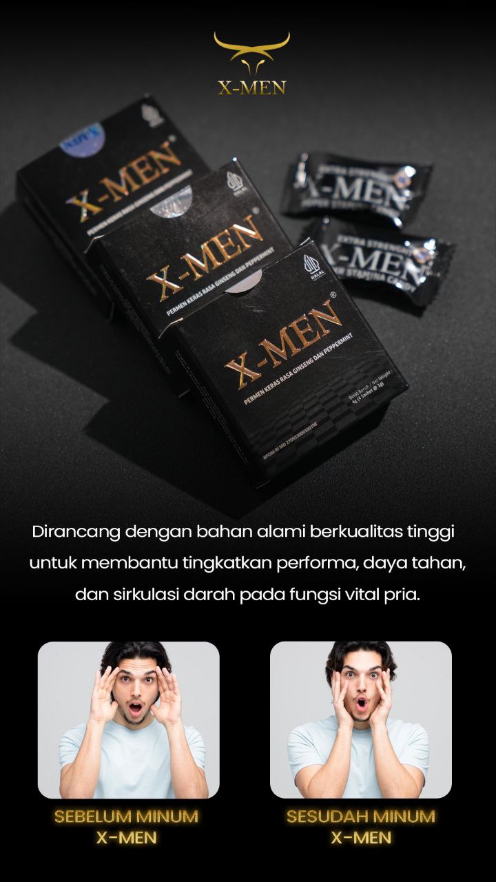 Manfaat permen xmen atau permen x-men untuk meningkatkan stamina pria.