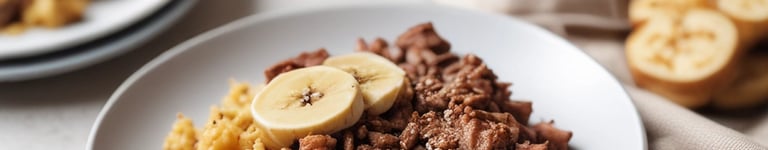 carne cozida com farofa de banana