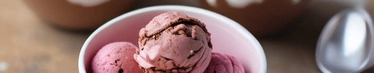 bolas de sorvete de morango e chocolate