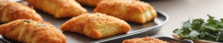 rissoles de queijo e presunto em um tabuleiro