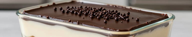 Pavê tradicional de creme com biscoitos e chocolate