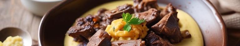 prato de rabada com creme de fubá