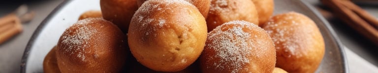 bolinhos de chuva polvilhados com canela e açúcar