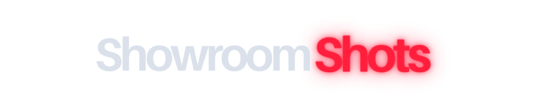 Showroom Shots company logo featuring gray and glowing red typography on a clean background.