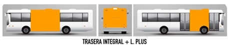 Publicidad Autobuses Sevilla Rotulación Trasera integral más laterales plus