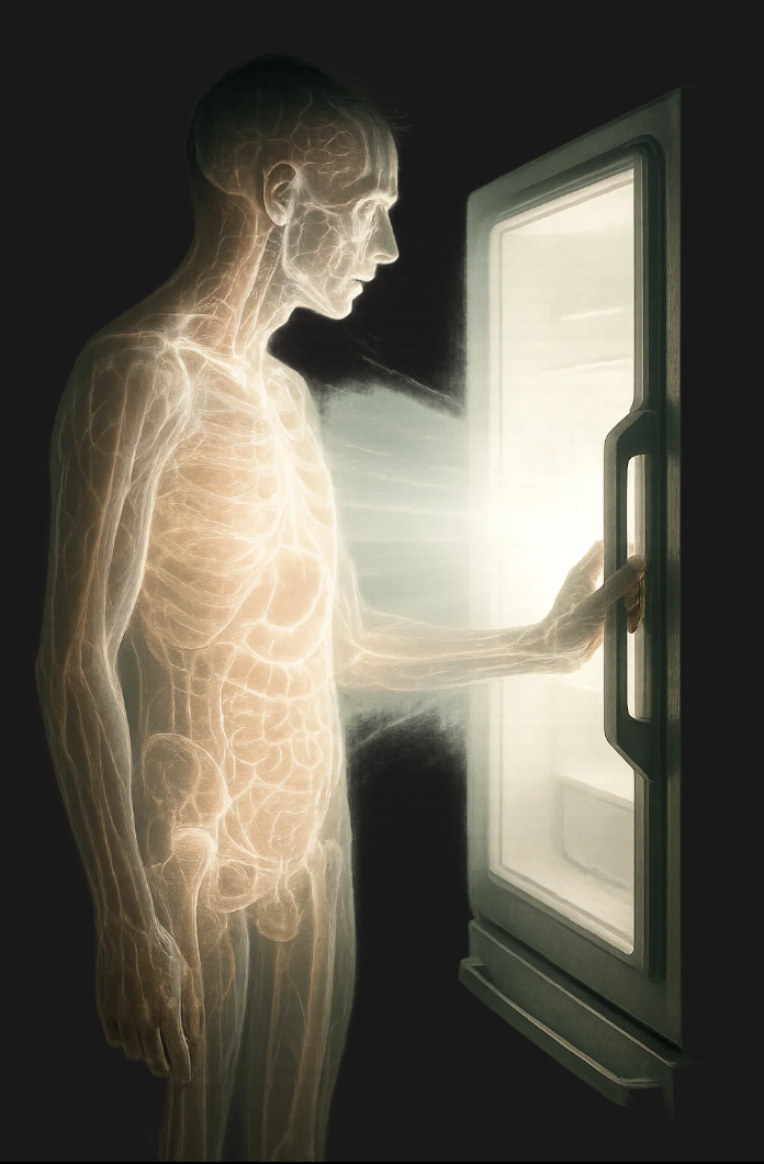 Homme avec lumière qui transperce et illumine les organes pour la journée nationale du don d'organe.