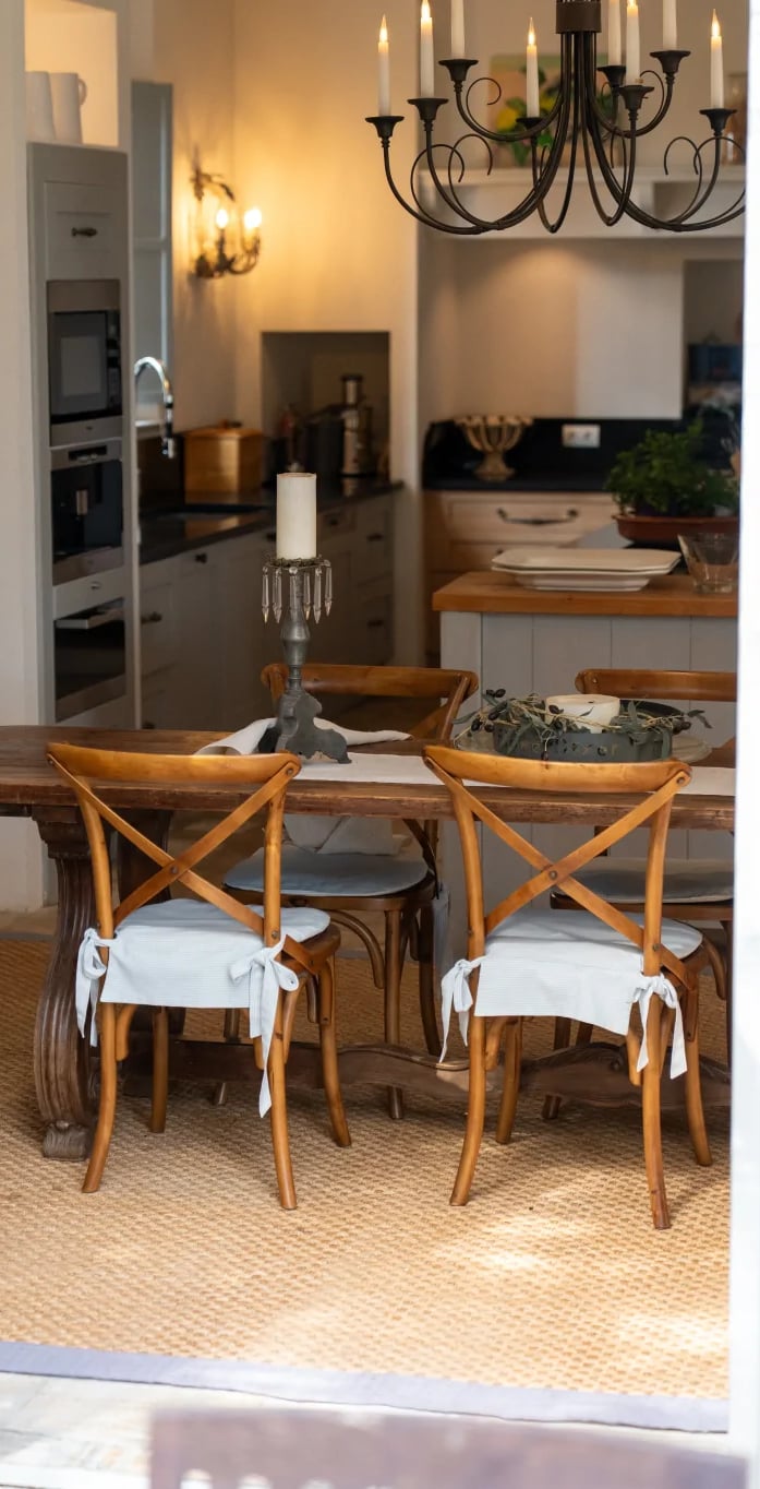 Rustic kitchen dining table at Finca Santa Katerina