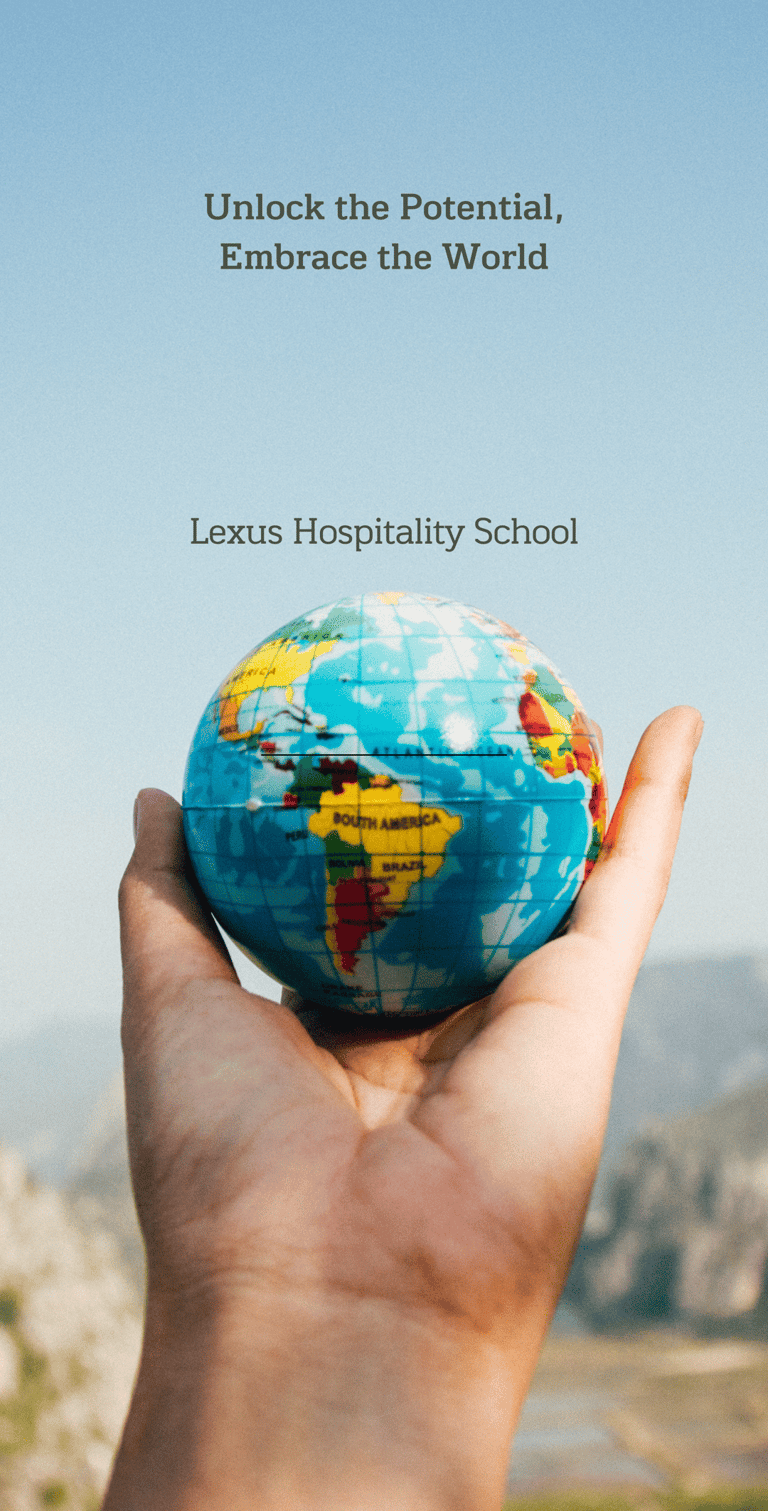 Globe in hand for Lexus Hospitality School, representing global hospitality career potential.