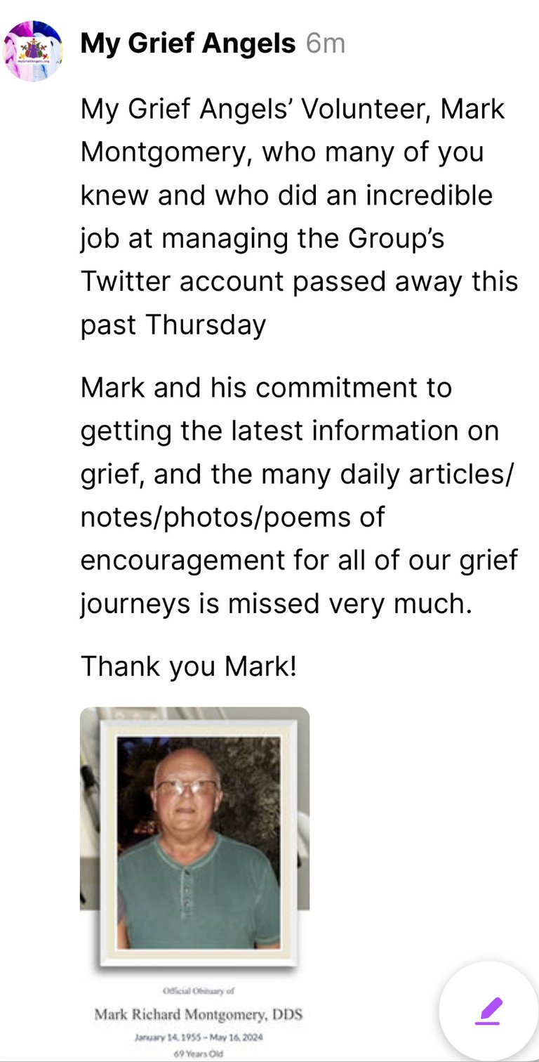 My Grief Angels Volunteer Mark Montgomery