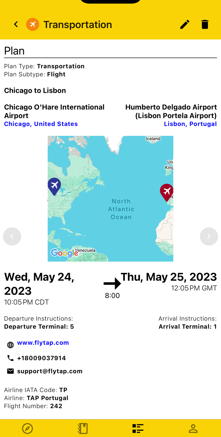 plan view of a flight