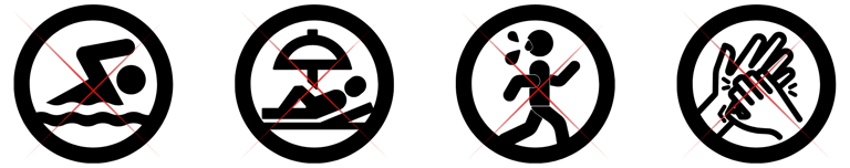 Four glowing red laser crosses aligned horizontally on a solid black background.